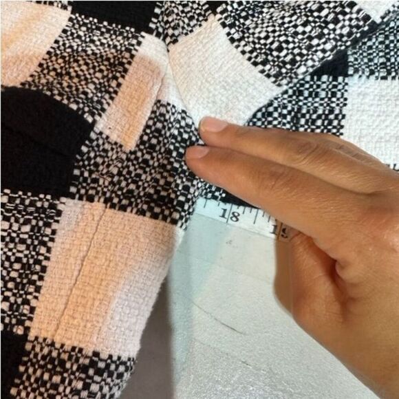 Talbots Women's Buffalo Check Textured Lined Full Zip Jacket Black White Size 4 - Picture 9 of 12